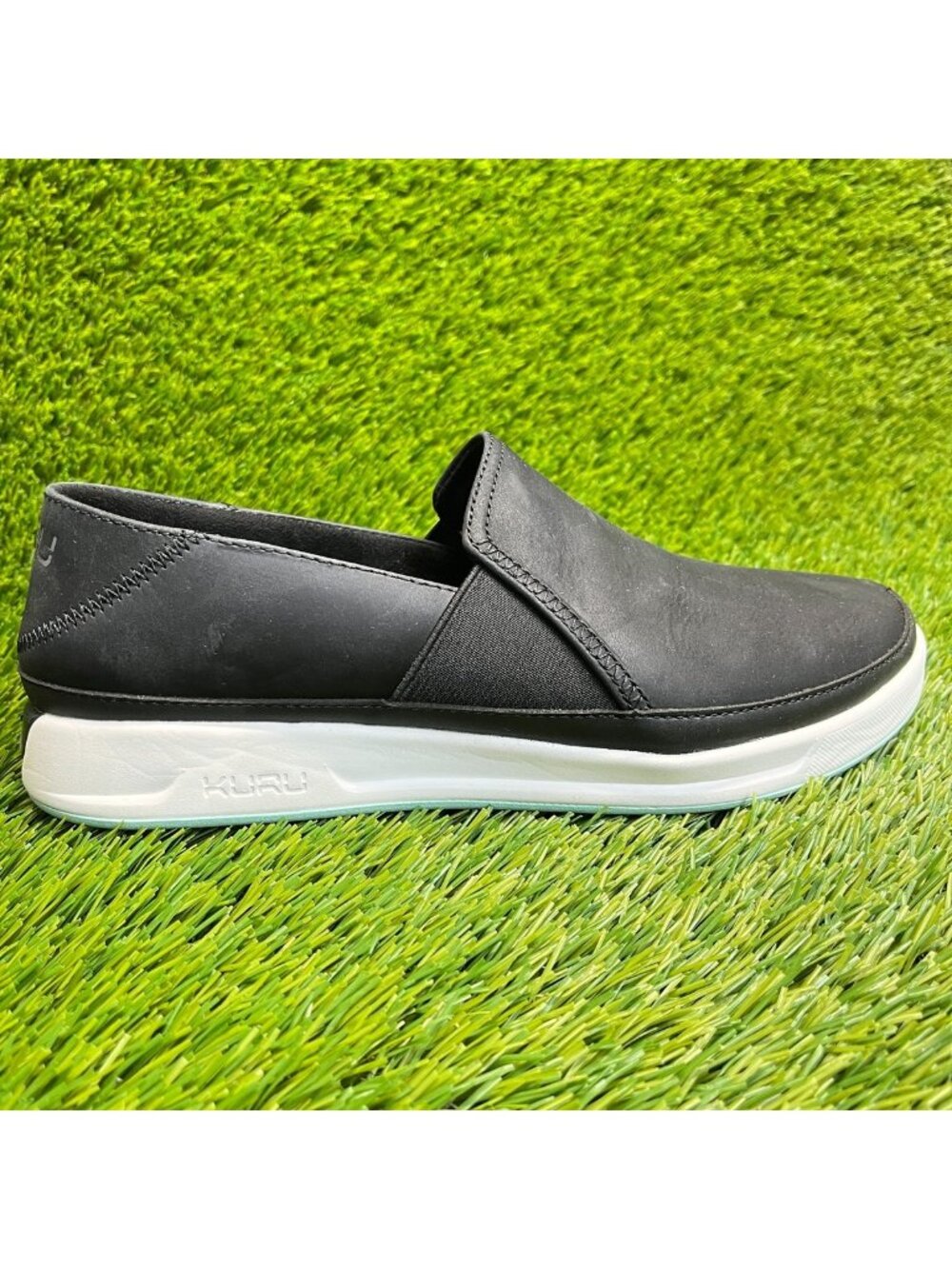 Kuru Roam Atla Womens Size 8.5 Black White Casual Walking Leather Slip-On Shoes